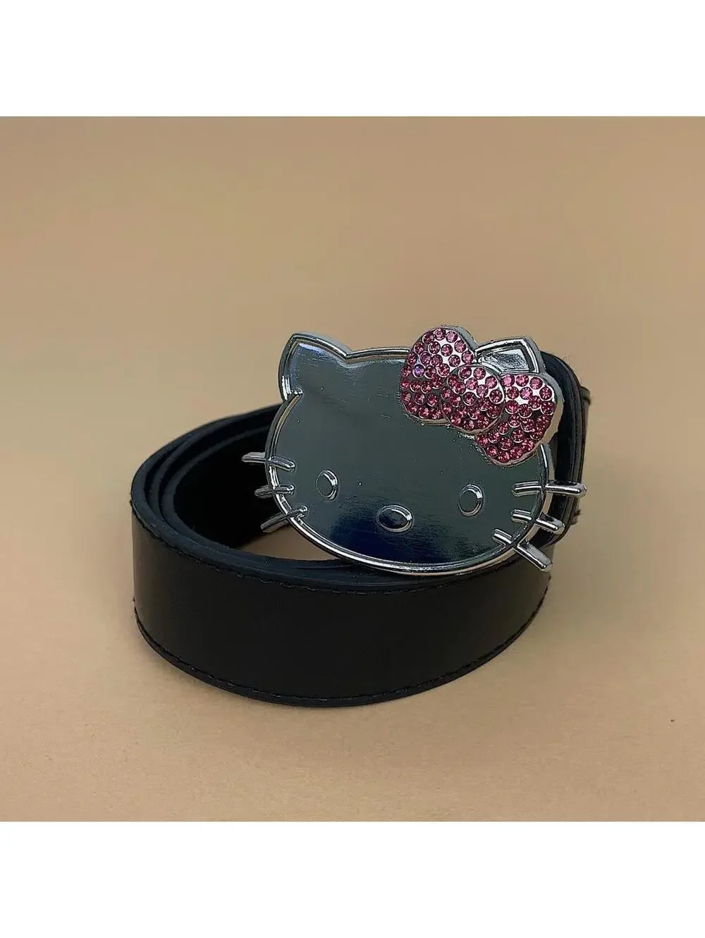 Cyber Y2k hello kitty pink bow tie black belt. 37 inches length. Fits a 24-32